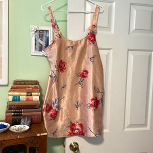 Vintage peach floral red pink flowers lingerie slip chemise bows Sante classics